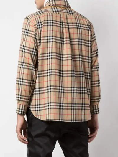 Shop Burberry Long Sleeved Checked Shirt In Brown