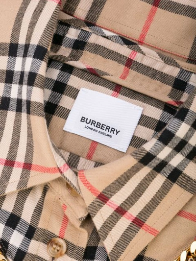 Shop Burberry Long Sleeved Checked Shirt In Brown