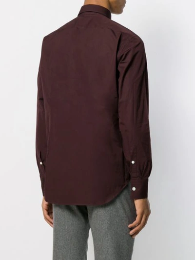 Shop Eleventy Long-sleeve Fitted Shirt In Red