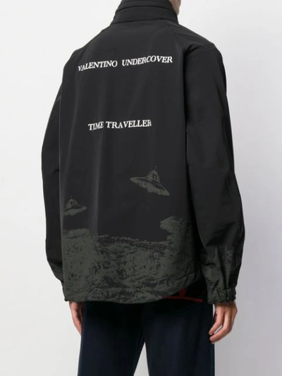 Shop Undercover Spaceship Print Zipped Jacket In Black