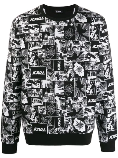 Shop Karl Lagerfeld Comic Print Sweatshirt In Black