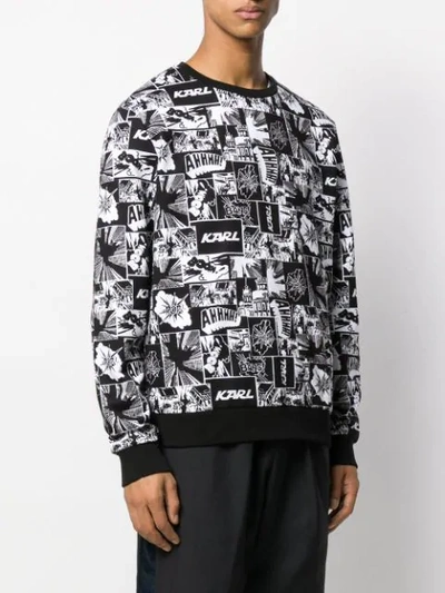 Shop Karl Lagerfeld Comic Print Sweatshirt In Black