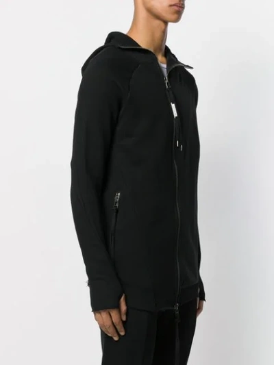 Shop Army Of Me Distressed Zip Front Hoodie In Black