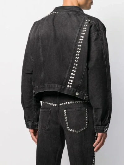 Shop Martine Rose Stud-embellished Cropped Denim Jacket In Black