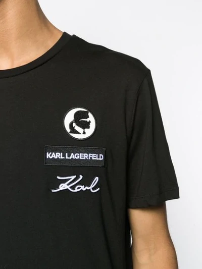 Shop Karl Lagerfeld Embroidered Logo T-shirt In Black