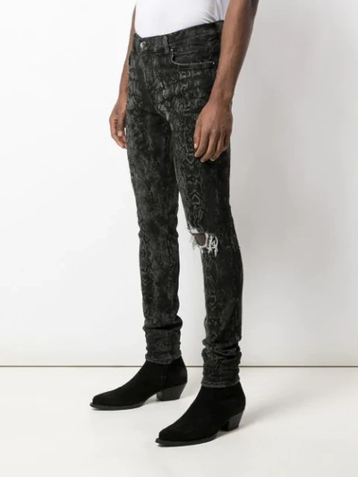 Shop Amiri Python Print Skinny Jeans In Grey