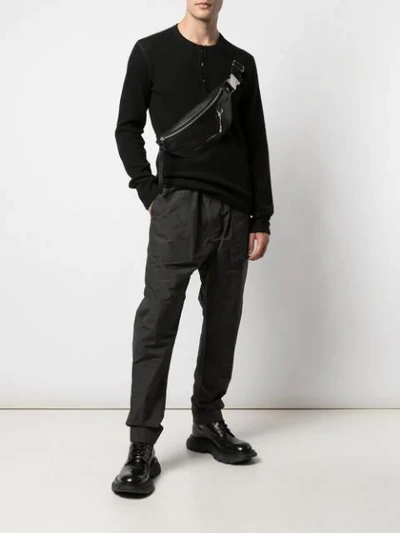 Shop Taichi Murakami Drawstring Cargo Trousers In Black