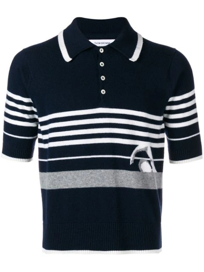 Shop Thom Browne Swimmer Intarsia Cashmere Polo - Blue