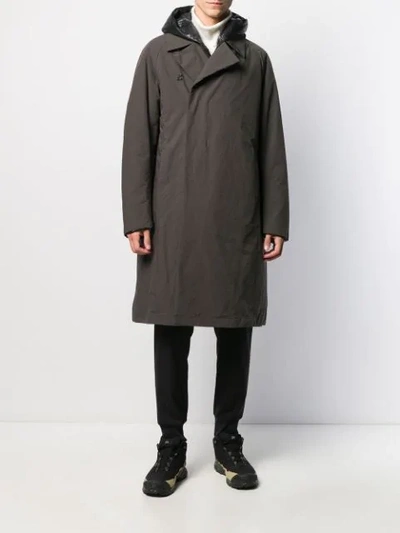 Shop Attachment Hooded Layered Coat In Grey