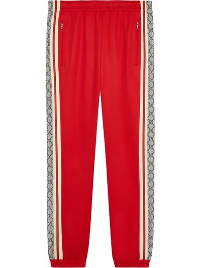 Shop Gucci Gg Stripe Sweatpants - Red