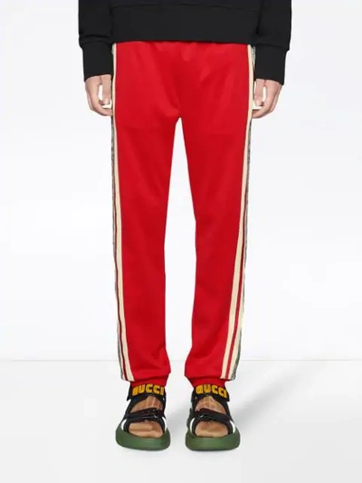 Shop Gucci Gg Stripe Sweatpants - Red