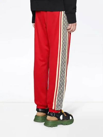 Shop Gucci Gg Stripe Sweatpants - Red