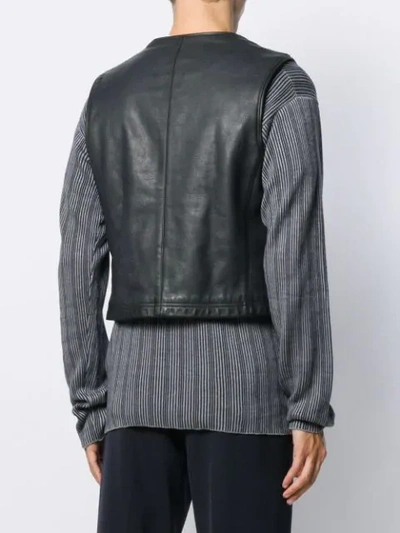 Pre-owned Giorgio Armani 1990's Zipped Leather Vest In Grey