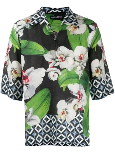 Shop Dolce & Gabbana Orchid Print Hawaiian Shirt In Hnih1