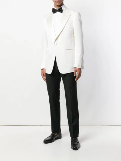 Shop Tom Ford Textured Single Breasted Blazer In White
