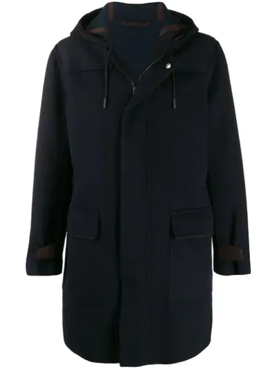 Shop Ermenegildo Zegna Classic Hooded Coat In Blue