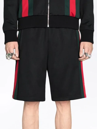 Shop Gucci Technical Jersey Short With Web Detail In 1060 Black