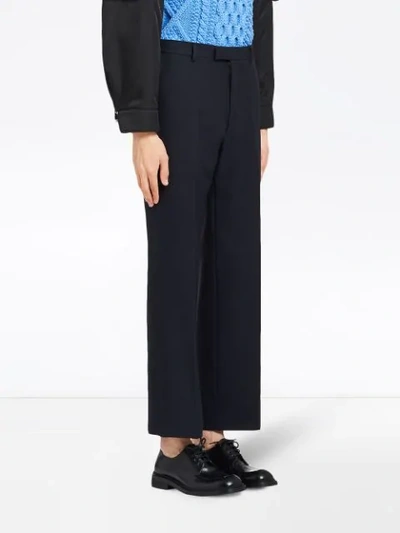 Shop Prada Light Covert Trousers In F0124 Navy