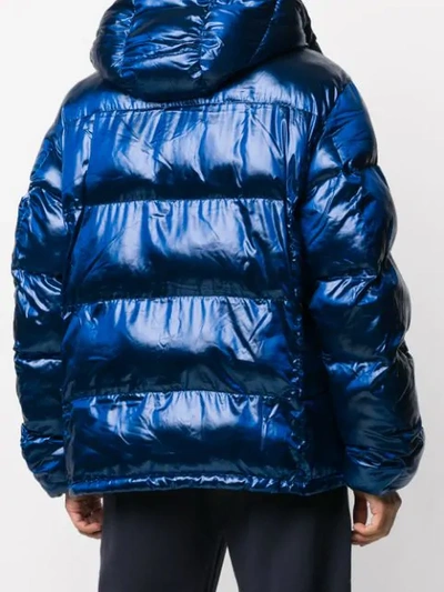 Champion Melange Hooded Puff Jacket In Blue | ModeSens