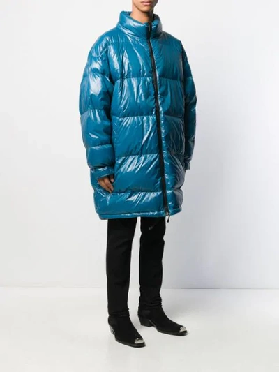 Paura Oversized Quilted Coat In Blue