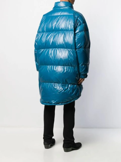 Paura Oversized Quilted Coat In Blue