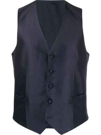 Shop Canali Silk Slim-fit Waistcoat In Blue