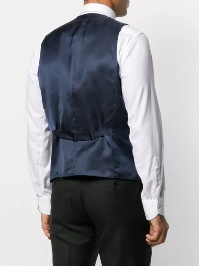 Shop Canali Silk Slim-fit Waistcoat In Blue