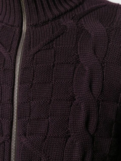 Shop Etro Cable Knit Zip Cardigan In Brown