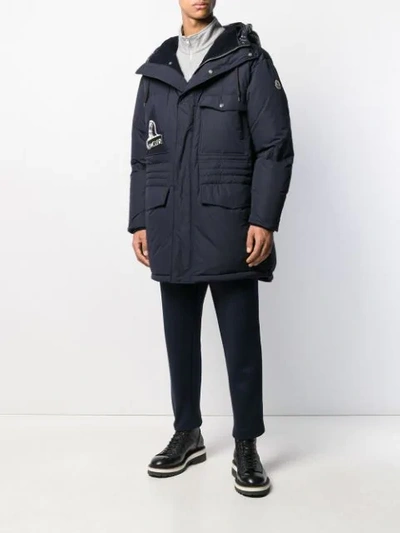 Shop Moncler Dedion Hooded Zip-up Jacket In Blue