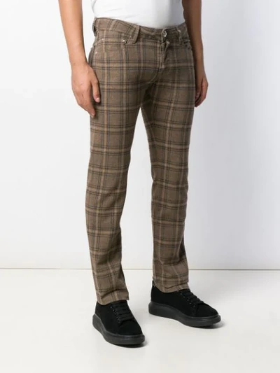Shop Jacob Cohen Plaid Print Flared Trousers In Neutrals