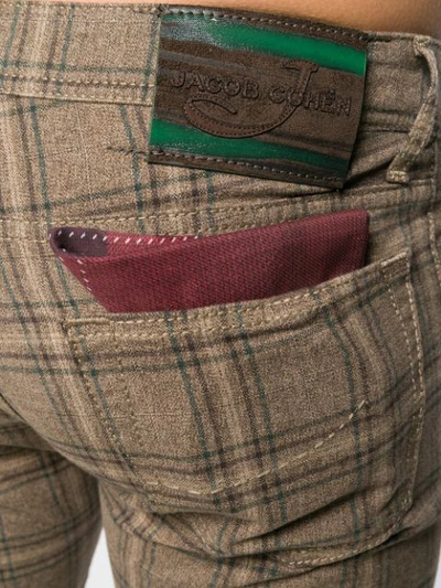 Shop Jacob Cohen Plaid Print Flared Trousers In Neutrals