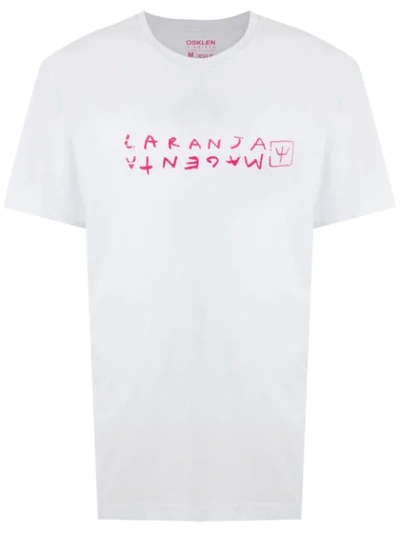 Shop Osklen Stone Laranja Magenta Print T-shirt In White