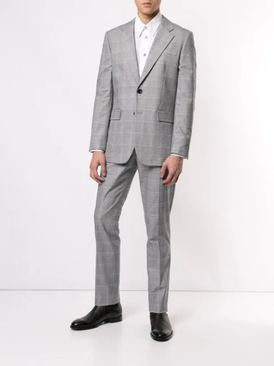 Shop Ck Calvin Klein Check Suit Trousers In Grey