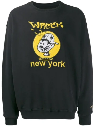 Shop Buscemi Wreck New York Embroidered Sweatshirt - Black