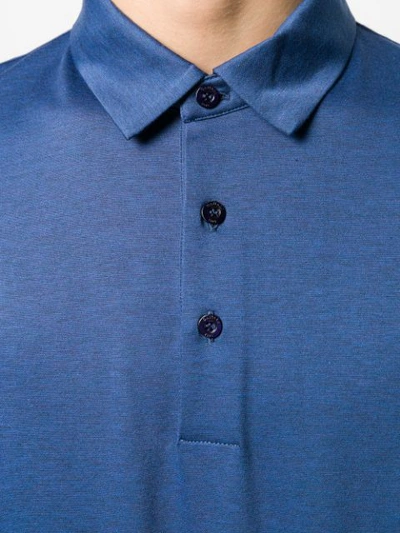 Shop Canali Plain Longsleeve Polo Shirt In Blue