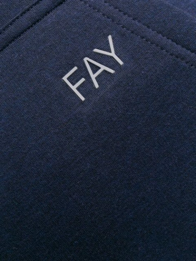 Shop Fay Raised Logo Zip-up Hoodie In Blue