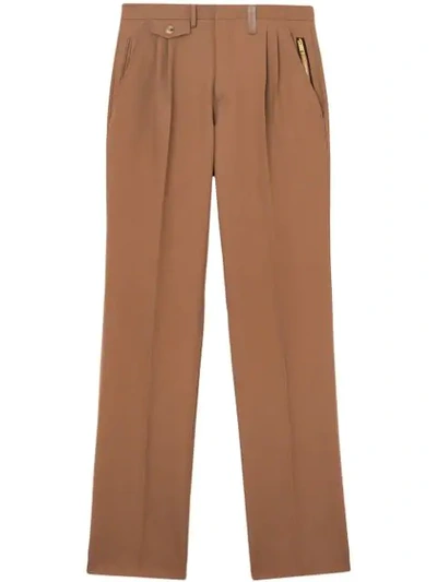 Shop Burberry Tailored Straight-leg Trousers In Brown