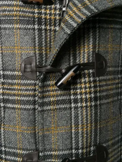 Shop Lardini Checked Duffle Coat In Grey