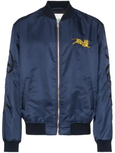 Shop Kenzo Jumping Tiger Bomber Jacket In Blue