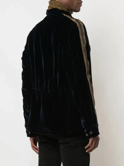 Shop Greg Lauren Velvet Button Up Jacket In Black