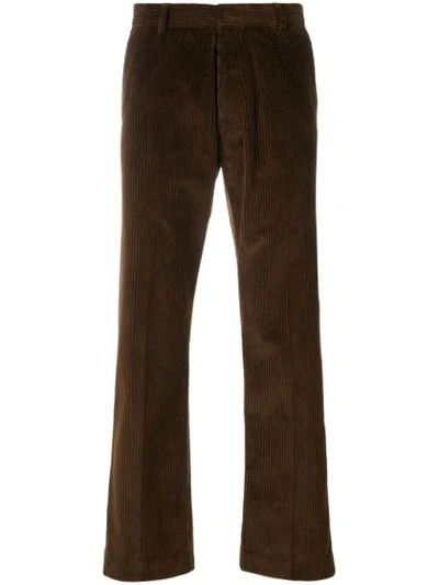 Shop Ami Alexandre Mattiussi Straight Fit Trousers In Brown