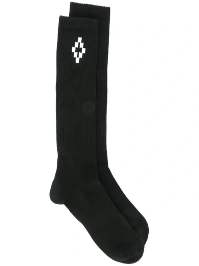Shop Marcelo Burlon County Of Milan Cross Long Socks In Black