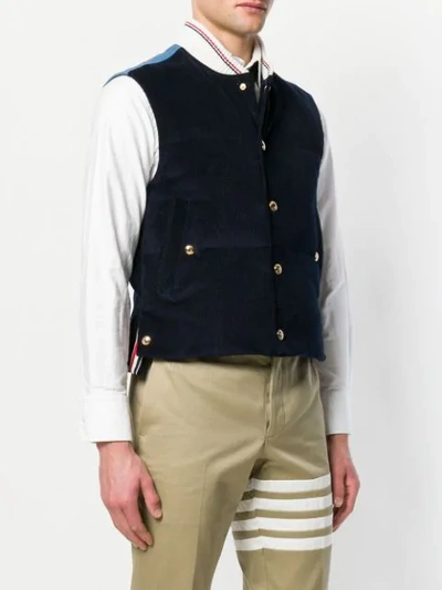 Shop Thom Browne Contrast Yoke Down In Blue