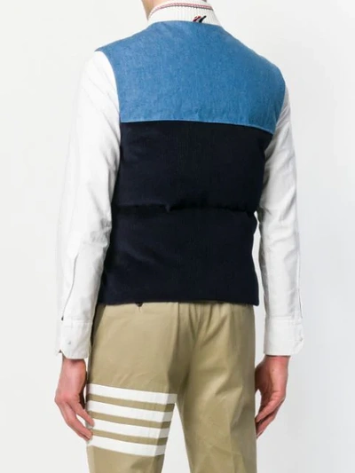 Shop Thom Browne Contrast Yoke Down In Blue