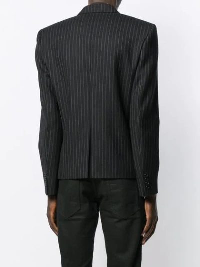 Shop Saint Laurent Double-breasted Pinstripe Blazer In Black