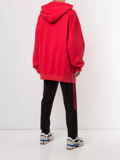 Shop Juunj Embroidered Logo Hoodie In Red