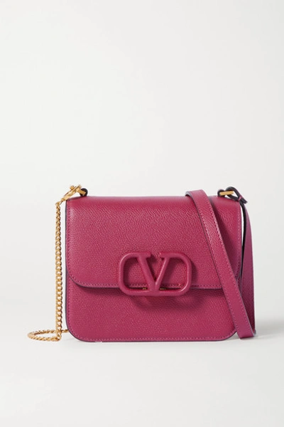 Shop Valentino Garavani Vsling Small Textured-leather Shoulder Bag In Red