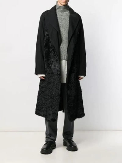 Shop Ann Demeulemeester Contrast Panel Coat In Black