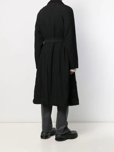 Shop Ann Demeulemeester Contrast Panel Coat In Black