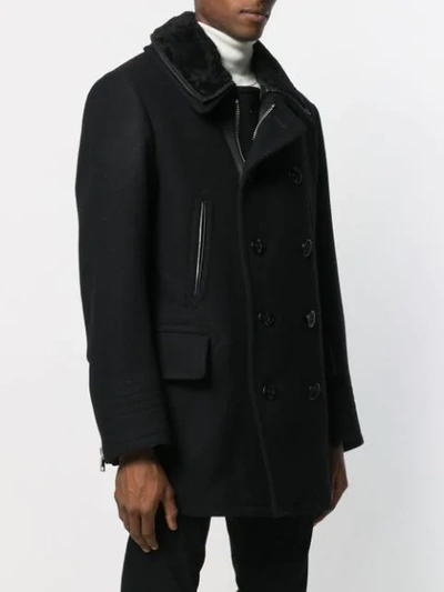 Shop Tom Ford Double-breasted Coat In Black